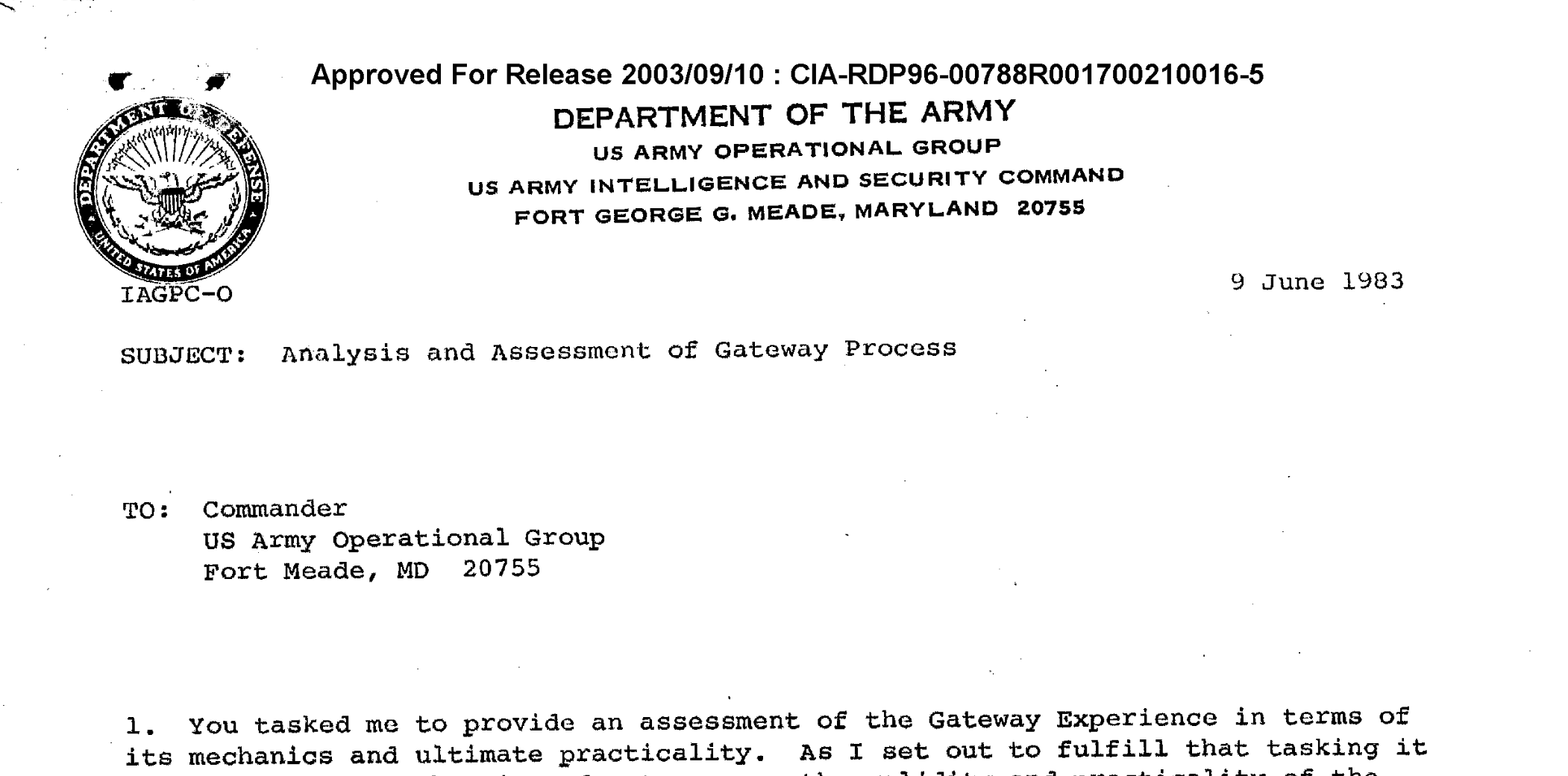 CIA Declassified Document - The Gateway Process